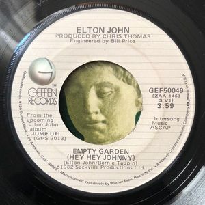 Elton John Empty Garden/Take Me Down To The Ocean Vinyl 45 Record '82